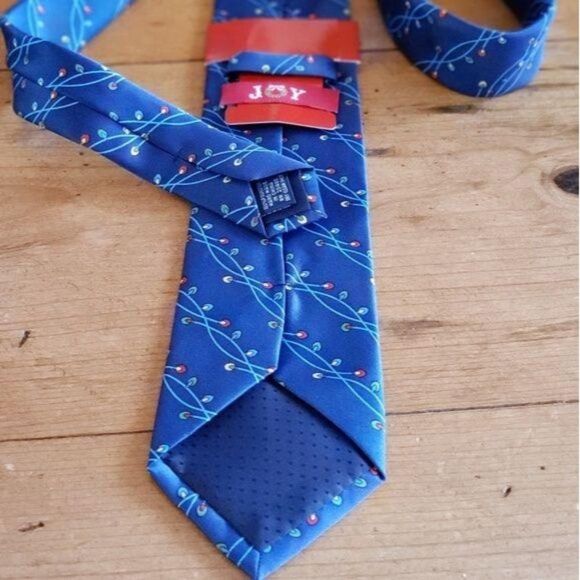 Men's Christmas Lights Holiday Tie Blue Fun Festive - Picture 4 of 5